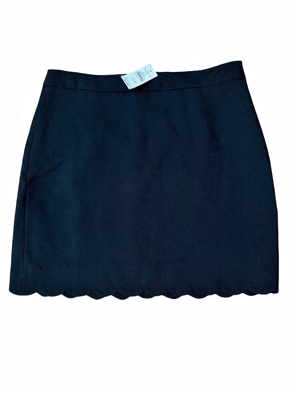 LOFT Scalloped Mini Skirt in Black Size 12P